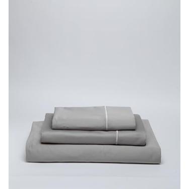 Imagem de THE ART BOX Jogo de lençol solteiro GG 1000 fios de cetim de algodão, conjunto de lençóis de luxo com bolso profundo, roupa de cama ultramacia de qualidade hoteleira, respirável e durável (cinza)