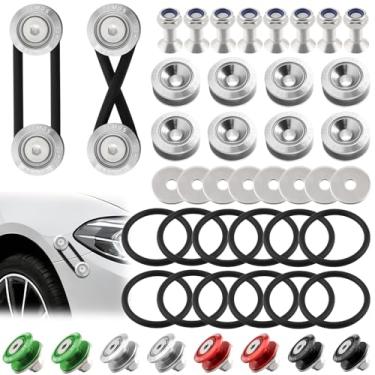 Imagem de FLMQS Kit universal de liberação rápida do para-choque dianteiro traseiro, clipes de liga de alumínio, 4 abas brancas de liberação rápida com 6 anéis de vedação personalizados