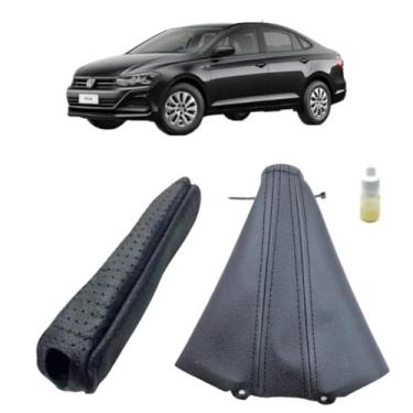 Imagem de Kit Forração Coifa Câmbio Manual E Capa Protege Alavanca Freio De Mão Virtus Full Sense Até 2026