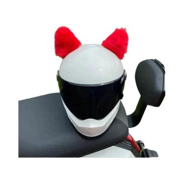 Imagem de Adesivos De Orelhas De Gato De Pelúcia Para Capacete De Motocicleta 2 