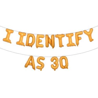 Imagem de Banner divertido de balões com glitter multicolorido, artigos de festa de aniversário, ideias e presentes para adultos de 21, 30, 40, 50, 60, 70, 80 anos (I IDENTIFY AS 30 Orange)