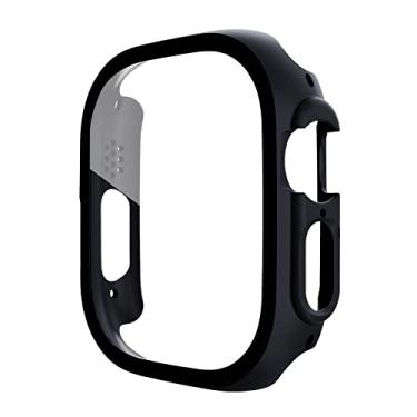 Imagem de KAPPDE Vidro + capa para Apple Watch case 49mm smartwatch PC protetor de tela bumper capa temperado série iwatch ultra acessórios (cor: preto, tamanho: 49mm série ultra)