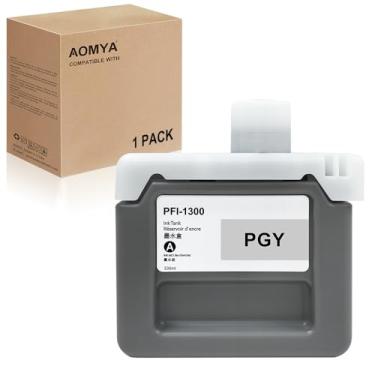 Imagem de Aomya Cartucho de tinta 330ML PFI-1300 PGY compatível com Canon PFI-1300 Pigment Ink Tank para impressora imagePROGRAF PRO-2000 PRO-2100 PRO-4000S PRO-4100 PRO-6000S PRO-6100 (foto cinza 0818C001AAA