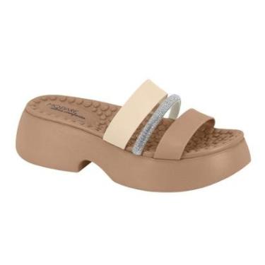 Imagem de Sandalia Papete Feminina Modare Conforto Sola Alta Massageadora Tiras/Strass Ref: 7210.205-Feminino