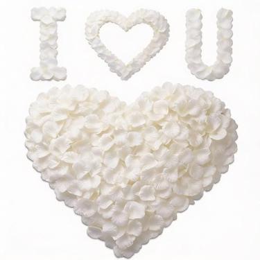 Imagem de VKshop 1200 pétalas de rosa brancas – pétalas artificiais de flor de rosa falsa para o dia dos namorados, decorações de casamento, pedido romântico, aniversário, festa, decoração de corredor, florista