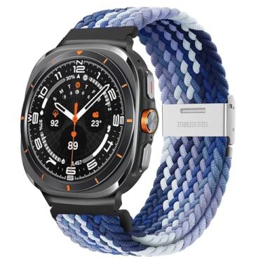 Imagem de FFHDJL Para Galaxy Watch Ultra 47mm Pulseiras de relógio Nylon Elástico Trançado Solo Loop Strap Pulseira(SummerUS)
