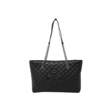 Imagem de Bolsa Grande De Couro Preta Matelassê Capodarte, Relax camel, UN