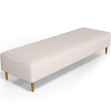 Imagem de Puff Decorativo Sala De Estar Bali W01 Pés Palito 210x60cm Linho Cru -