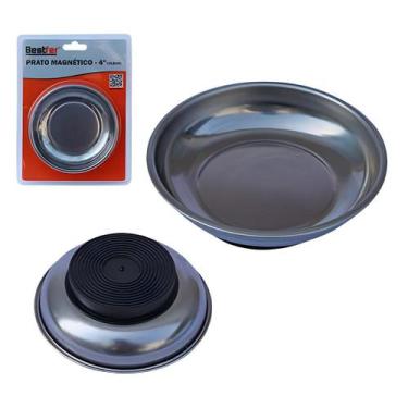 Imagem de Prato Magnético Redondo Bandeja com Imã 4" Ideal Para Porcas Parafusos