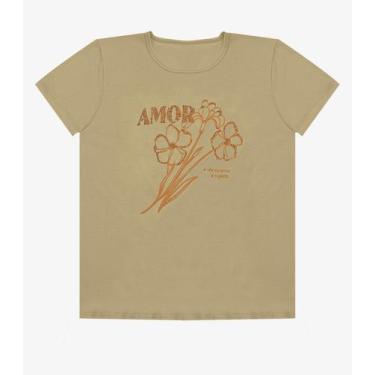 Imagem de Blusa Feminina Manga Curta Estampada Select Verde, P, Verde