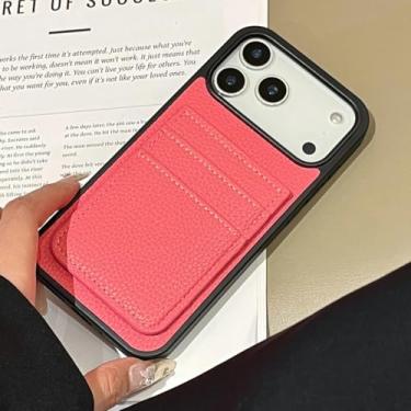 Imagem de IRTGFG Capa para iPhone 16e com estampa, compartimento para cartão e clipe para fotos, cor sólida (para iPhone 16e/Rosa)