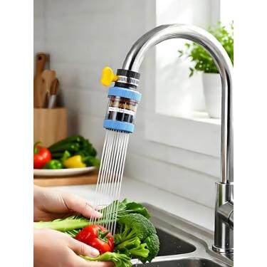Imagem de Filtro de água de torneira com carvão ativado por casca de coco - purificador universal para remoção de sedimentos de água dura, ferrugem, cloro, azul