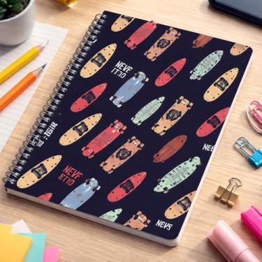 Imagem de Caderno Universitário Capa Dura 15 Matérias, 240 Folhas Pautadas, Tema Skate, Multicolorido, Espiral, 27,5x20x2,5cm