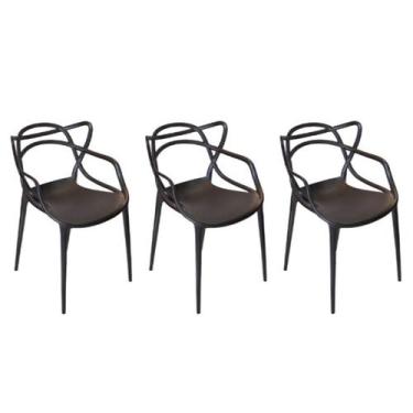 Imagem de Kit 3 Cadeiras Preta Allegra Master Para Cozinha Mesa Jantar Área Exte