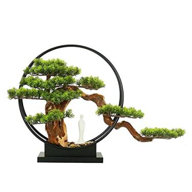 Imagem de Plantas falsas Zen Artificial Bonsai Tree, plantas de mesa falsas decoração de quarto para exibição de mesa, simulação de escritório, sala de estar, decoração de jardim zen (verde)