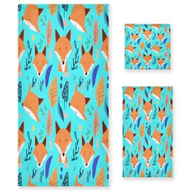 Imagem de xigua Conjunto de toalhas de banheiro de raposas de desenho animado absorvente macio 3 peças toalha de banho toalha de mão toalhas decorativas para banheiro, academia, hotel, praia, piscina