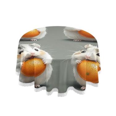 Imagem de Qilmy Toalha de mesa redonda de palmeira de treliça verde, 152 cm, resistente à água, à prova de derramamento, capa de mesa grande para jantar de reunião de família em ambientes internos e externos