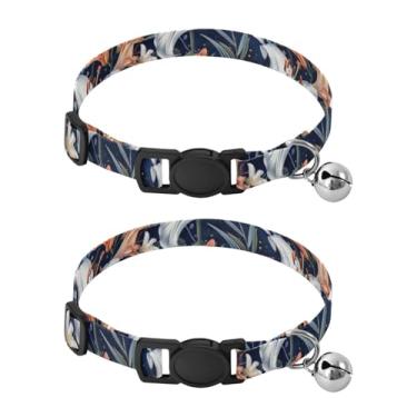 Imagem de STAYTOP 2 coleiras fofas de sino, lindas flores de lírio ajustáveis de poliéster macio para cães e gatos