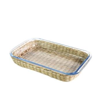 Imagem de Travessa Retangular em Vidro Borossilicato e Revestimento em Rattan L29,5Xp17,6Xa5,1Cm Dynasty - Full Fit