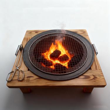 Imagem de LANYANZI Mesa multifuncional para fogueira – braseiro de carvão de ferro fundido, fogão quadrado de madeira maciça de 50 cm, lareira para acampamento, aquecimento ao ar livre, fogueira e piquenique