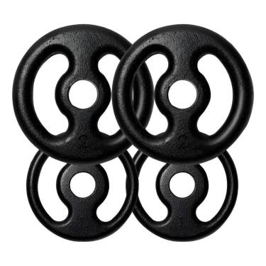 Imagem de Kit Com 04 Anilhas De Ferro - Pares De 1Kg E 2Kg Preto