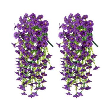 Imagem de Flores Artificiais Morning Glory Petunias 2PCS Para Decoração De Pared