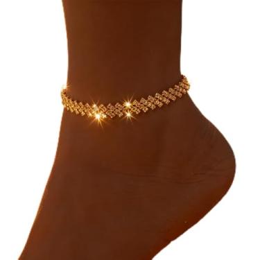 Imagem de Tornozeleira feminina de strass de tênis, pulseira de coração e cruz, One Size, Metal, Sem Pedra Preciosa