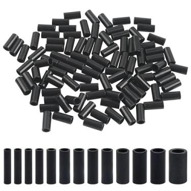 Imagem de Mangas de crimpagem de pesca, 100 peças de mangas de crimpagem de cilindro único de latão cobre mangas de crimpagem preto oxidado, linha de pesca, crimpagens, tubo, conector, fio, equipamento, 1,4 mm