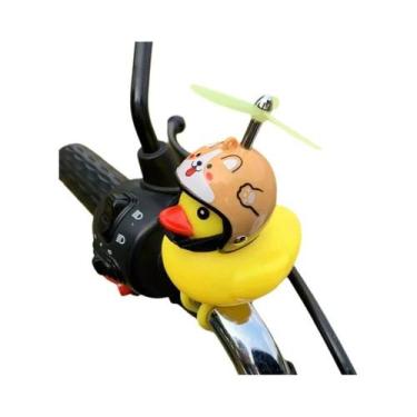 Imagem de Pato Amarelo De Borracha Com Capacete E Hélice, Sino De Bicicleta, Orn