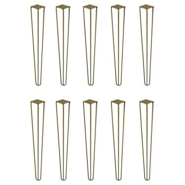 Imagem de Kit 10 Pés de Metal 60 CM Hairpin Legs Mesa de Canto Aparador Dourado