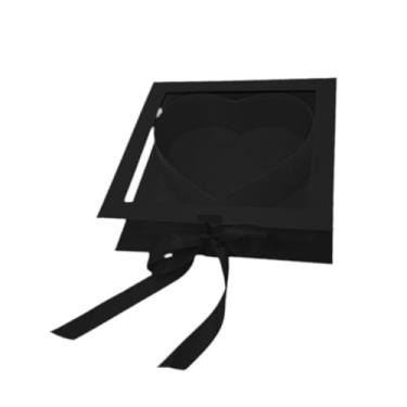 Imagem de Wswqop Caixa de Presente em Formato de Coração para O Dia Dos Namorados, Embalagem Elegante E Criativa com Tampa Transparente para Chocolates E Doces, Preto, Tamanho real