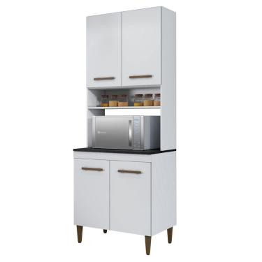 Imagem de Paneleiro Torre Quente 4 Portas 3 Prateleiras Atenas Kaiki Moveis Branco.