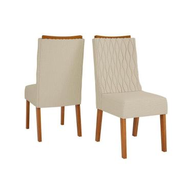 Imagem de Kit 2 Cadeiras Sala Jantar Jade Freijo/linho Neve Bege - Dj Móveis