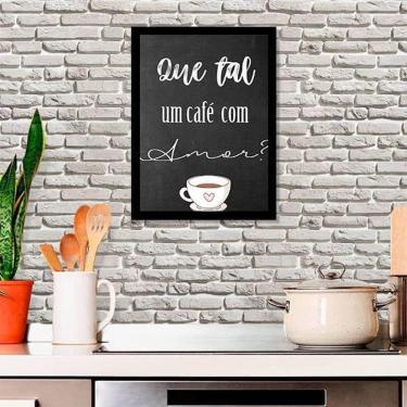 Imagem de Quadro Decorativo Que Tal Café Com Amor 45X34 Moldura Preta