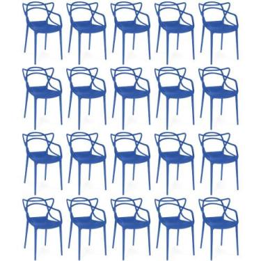 Imagem de Kit 20 Cadeiras de Jantar Allegra Prática Empilhável - Azul Petróleo -