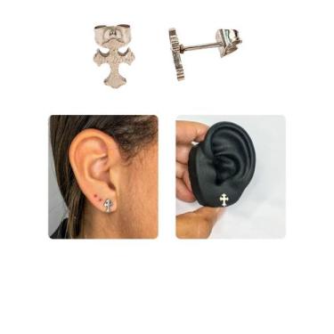 Imagem de Brinco Masculino Feminino Cruz Crucifixo Pequeno 1º 2º 3º - Visujóias