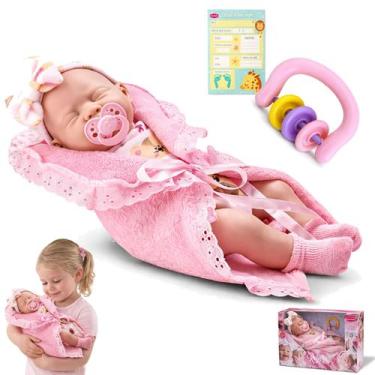 Imagem de Boneca Reborn Menina Dormindo Chupeta Fofa Chocalho Vinil - Bambola