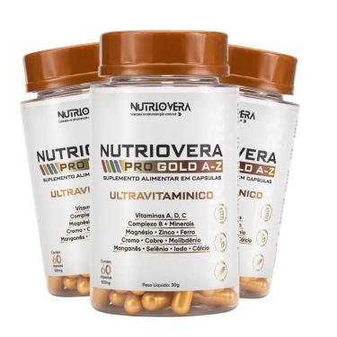 Imagem de Kit 3 Pro Gold A - Z Nutriovera Ultra Vitamínico Nutrição-Unissex