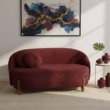 Imagem de Sofá Orgânico 2 Lugares C/2 Almofadas Curvo Sala Recepção Amsterdã Suede Bordô - Montan...