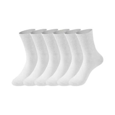 Imagem de Meias Masculinas De Cano Médio, 6 Pares, Listradas Em Preto E Branco, 