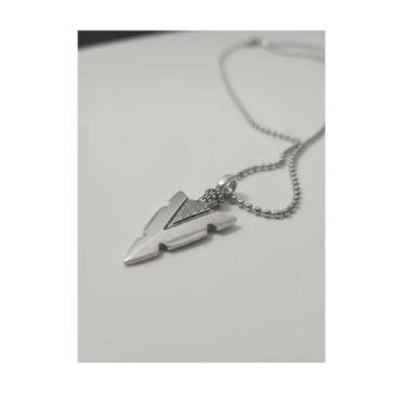 Imagem de Colar corrente fina bolinhas flecha pingente prateado - 3I