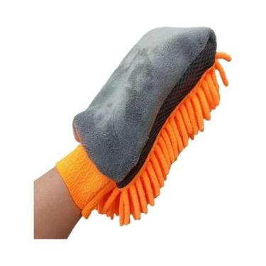 Imagem de Luva De Lavagem Automotiva De Chenille Coral Macia Antirriscos Multifu
