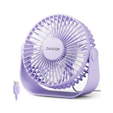 Imagem de Ventilador de Mesa USB Gaiatop Roxo 14 cm, 3 Velocidades até 4,8 m/s 2500 RPM, Rotação 90°, Silencioso 40 dB, 5 Lâminas, Modelo TF55B