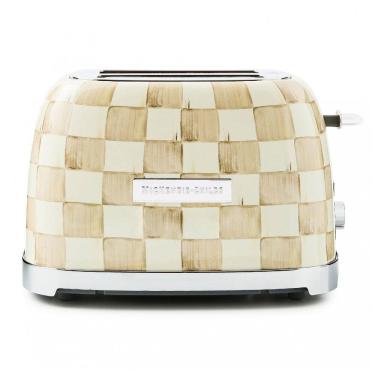 Imagem de Torradeira 2 fatias MacKenzie-Childs Cherry Check bege e branca aço inox 850W 110V
