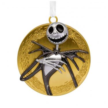 Imagem de Enfeite de Natal Hallmark Disney Tim Burton`s The Nightmare Before Christmas Jack Skellington na Lua, em Metal Dourado, 6,4 x 6,4 x 1,3cm