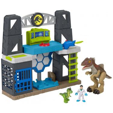 Imagem de Fisher-Price Imaginext Jurassic World Scan & Glow Dino Playset laboratório com dinossauros luminosos, luzes e sons 6 peças