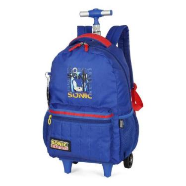Imagem de Mochila Sonic com Rodas Escolar Luxcel Original Carrinho -, Azul