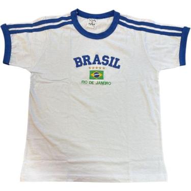 Imagem de Camisa do Brasil Bordada Infantil Unissex - Salada de cores, Branco, G