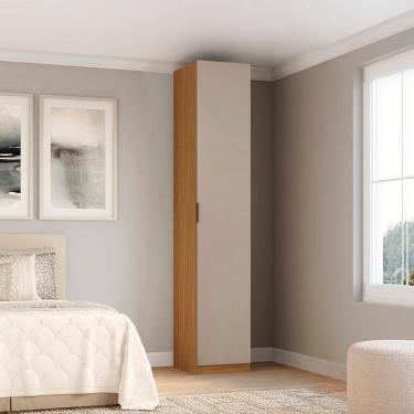Imagem de Guarda-roupa Modular 1 Porta Mdf com Prateleiras 240cmx35cm Altezza Freijó/Off White