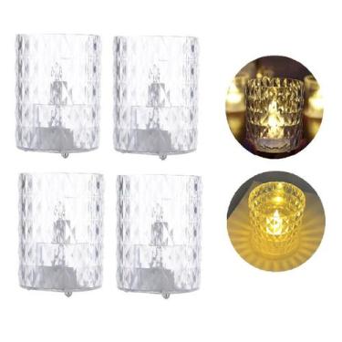 Imagem de 4 Velas Led com Suporte Castiçal Luminária Decoração Sem Fio - Cascave